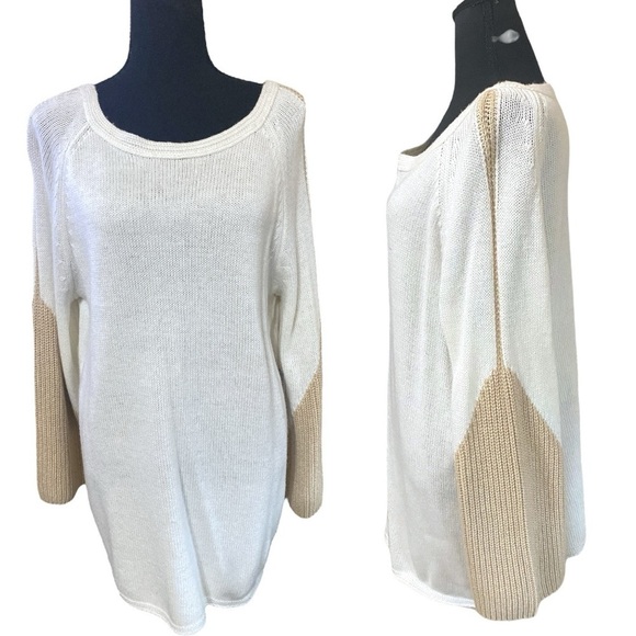 CHICOS Cashmere Wool Pullover Sweater Gold Stitch Detail Balletcore Size XL (3) - Picture 1 of 13
